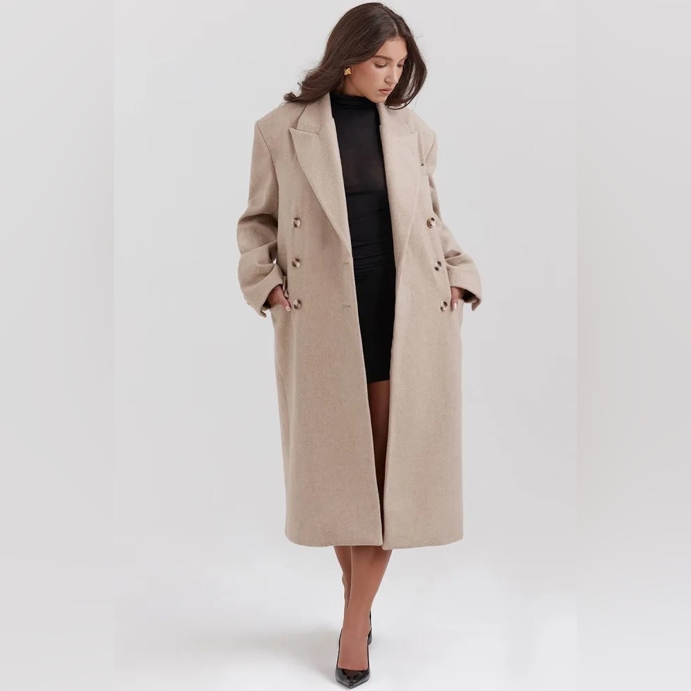 NWT House of CB Carter Oatmeal Coat Medium Wool Blend